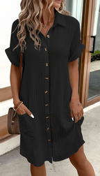 Women Linen Button Down Mini Dress Summer Casual