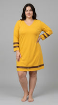 Yellow Contrast Trim Casual Dress Plus