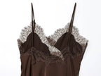 Brown Lace Slip Mini Dress