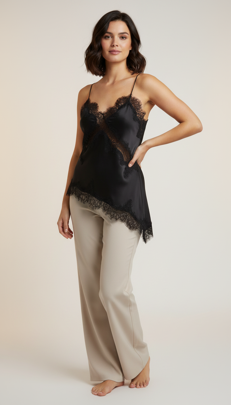 Black Lace Camisole Top