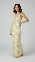 Floral Maxi Slip Dress — V-Neck High Waist Sleeveless