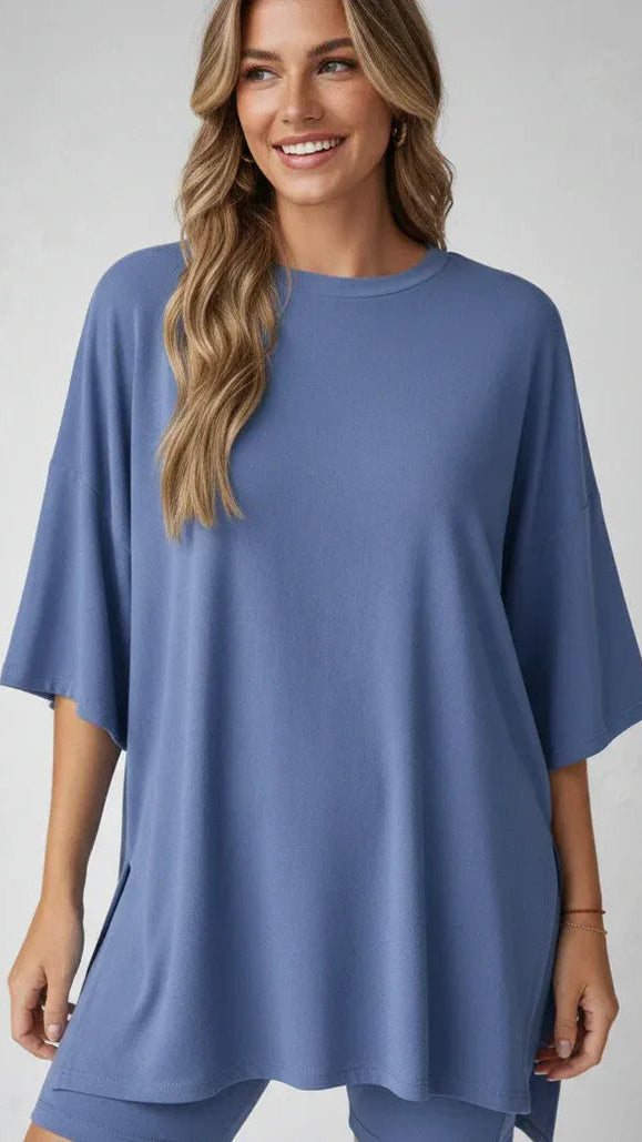 Split Hem Top & Biker Shorts