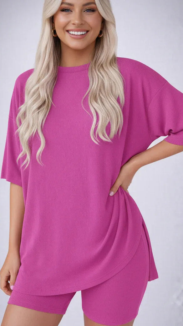 Split Hem Top & Biker Shorts