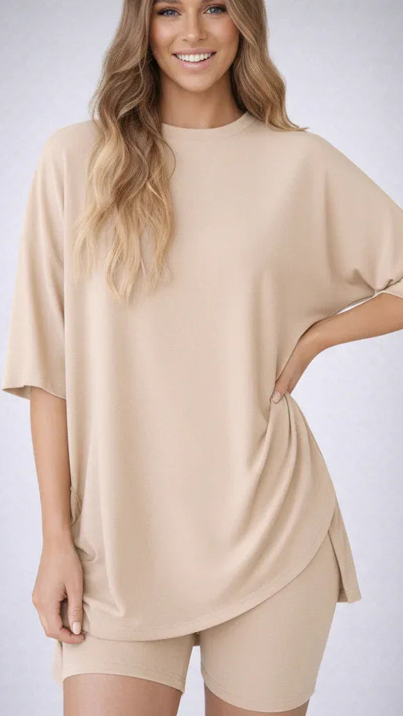 Split Hem Top & Biker Shorts