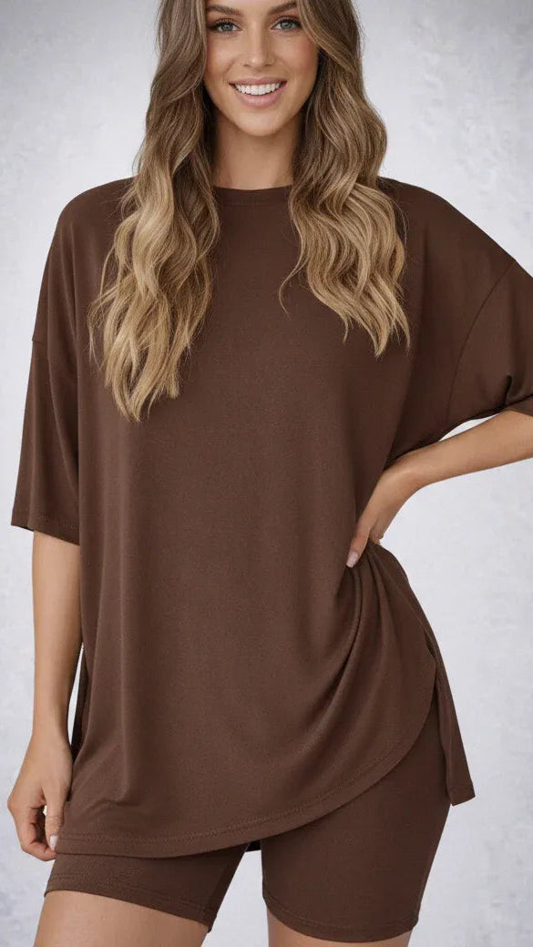 Split Hem Top & Biker Shorts