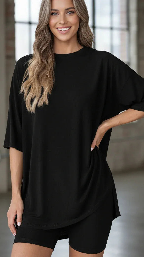 Split Hem Top & Biker Shorts